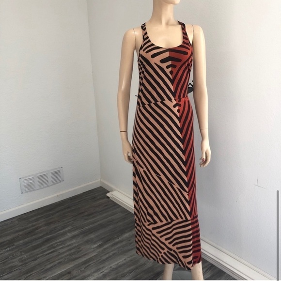 LOFT maxi dress Chevron brown, black& orange - Picture 9 of 13